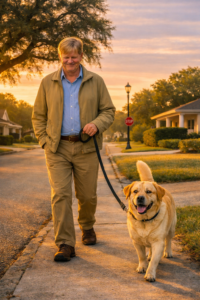 byrne walking dog sidewalk